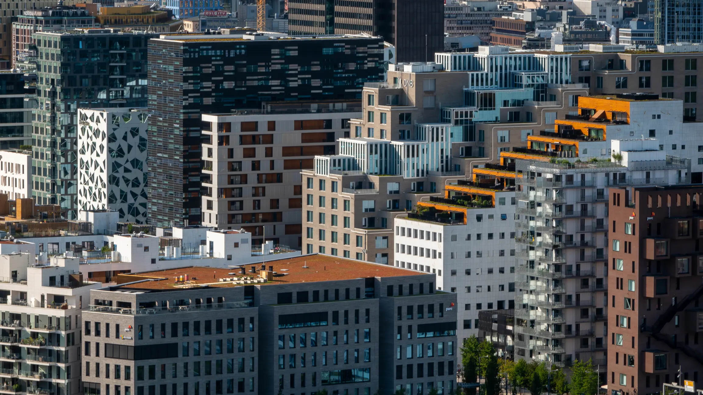 Foto i fugleperspektiv over bjørvika i oslo