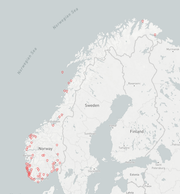 Midlertidig kart over alle av-og-til kommuner i Norge